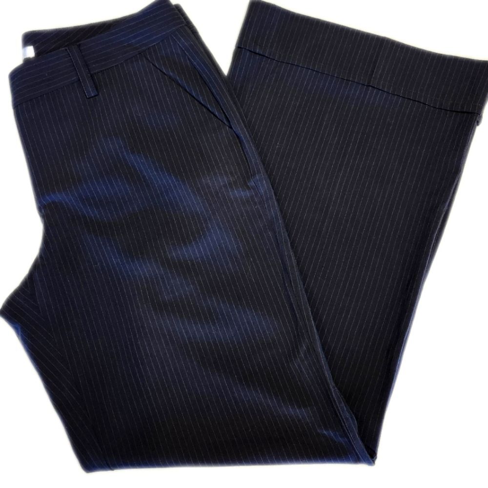 CAbi style #619L wide leg black pinstripe trousers, cuffed, size 10